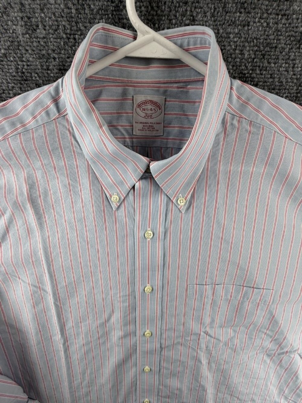 Brooks Brothers 16.5 4/5 Striped Cotton Button-Down Non-Iron Blue Shirt Office